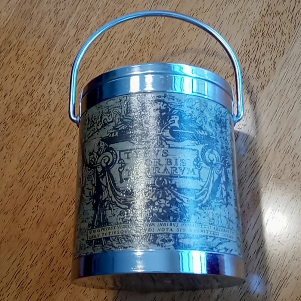 Vintage Old World Map Ice Bucket Mid Century Barware
